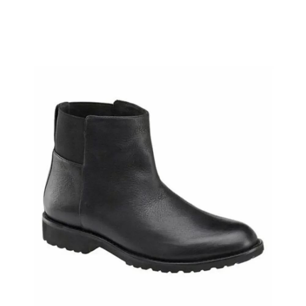 JOHNSTON & MURPHY Womens IRENE Waterproof Leather Booties Black Ankle Boots 8M